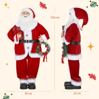HOMCOM Père Noël Chantant et Dansant, Décoration de Noël, 120 cm, Bras Flexibles, avec Cadeau & Couronne de Noël, Activation par le Son, Métal, Plastique, Rouge(m-3)