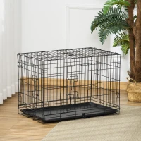 PawHut Dog Cage, Transport Cage, Wire Cage, Removable Bottom Pan, Black(m-2)