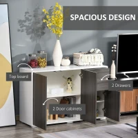 HOMCOM High Gloss Frame Sideboard, Side Cabinet, Push-Open Design with 2 Drawer for Living Room, Bedroom, Light Grey and White(m-4)