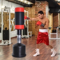 HOMCOM Height-Adjustable Standing Punching Bag with Suspension Red(m-2)