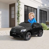 HOMCOM Voiture véhicule électrique Enfants 12 V 35 W V. 3-5 Km/h télécommande Effets sonores + Lumineux Noir Mercedes GLC AMG(m-10)