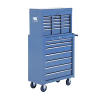 HOMCOM Tool Cart with Tool Chest, Lockable Tool Trolley with Drawers, Tool Compartment, Keys and Anti-slip Mats, Blue(m-4)