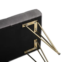 HOMCOM Bench Upholstered Bench Piano Bench Shoe Bench with Velvet Look Bed Bench Piano Bench for Bedroom, Living Room, Hallway, Metal Gray 116 x 44.5 x 49 cm(m-4)