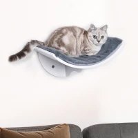 PawHut Cat Shelf Cat Wall Shelf Cat Bed Cat Rack Wall Mount Plush Cover Gray 41 x 28 x 21 cm(m-2)