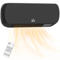 HOMCOM Elektrischer Wandheizlüfter 1000W/2000W Heizung mit LED-Display und Fernbedienung 45x18,6x11,5 cm Schwarz(m-7)