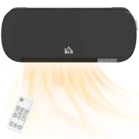 HOMCOM Radiateur Électrique de Pared 1000W/2000W Estufa avec Écran LED et Télécommande 45x18,6x11,5 cm Noir(m-1)