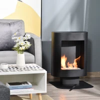 HOMCOM Ethanol Fireplace Bio-Ethanol Burner 6800 BTU 1.5L 3 Hrs. Burn Time Smoke-Free Freestanding Unique Steel Black 46.5 x 53 x 65 cm(m-2)