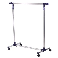 HOMCOM Clothes Rack Clothes Rail with Wheels Height Adjustable and Extendible Clothes Rod Clothes Stand for Entryway Stainless Steel 86 x 45 x 95 cm(m-5)