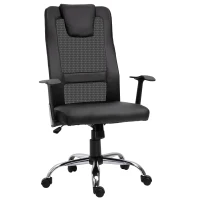 Vinsetto Office Chair Swivel Chair Height-Adjustable Executive Chair Desk Chair Ergonomic Faux Leather Black 66 x 73 x 108-118 cm(m-1)
