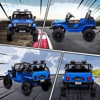 AIYAPLAY Voiture électrique pour enfants avec suspension en douceur, télécommandée, lumières LED, klaxon, moteurs 12V, en plastique et métal, Bleu(m-8)