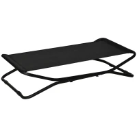 PawHut Dog Bed Outdoor, Raised Dog Bed for Small and Medium Dogs, Cooling Pet Bed with Sturdy Steel Frame, Portable Standing Pet Bed, 111 x 65.5 x 19 cm, Black(m-1)