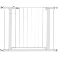 PawHut Door Gate, Drill-Free Installation, Adjustable Width 76-97 cm, One-Hand Opening, Metal, White, 76 cm high(m-1)