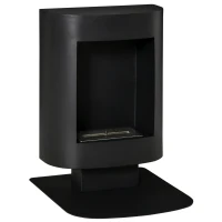 HOMCOM Ethanol Fireplace Bio-Ethanol Burner 6800 BTU 1.5L 3 Hrs. Burn Time Smoke-Free Freestanding Unique Steel Black 46.5 x 53 x 65 cm(m-1)
