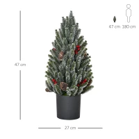 HOMCOM Mini Christmas Tree with Pine Cones, Red Berries, and Pot 50 cm High, Multicolor(m-3)