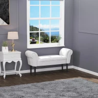 HOMCOM Bed Bench, Upholstered Bench, Seating Bench, Hallway Bench for Bedroom, Holds up to 130 kg, Sailcloth, Gray, 102 x 36 x 51 cm(m-2)