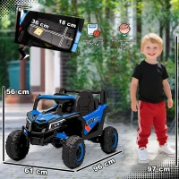 AIYAPLAY Auto Elettrica per Bambini UTV 12V con 2 Motori Telecomando 2,4G Velocità fino a 7 km/h Sistema di Sospensione Blu(m-3)