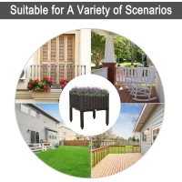 Outsunny Set of 1 26L Garden Raised Bed Elevated Patio Flower Plant Planter Box PP Vegetables Planting Container, Brown(m-4)