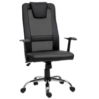 Vinsetto Office Chair Swivel Chair Height-Adjustable Executive Chair Desk Chair Ergonomic Faux Leather Black 66 x 73 x 108-118 cm(m-6)