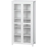 HOMCOM Kitchen Cabinet, 4 Shelves, 2 Glass Doors, 80 cm x 39.5 cm x 160 cm White(m-7)