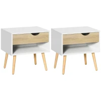 HOMCOM Noptiere Moderne cu Sertar și Raft, Design Modern și Funcțional, Ideal pentru Cameră de Dormit, Albastru(m-11)