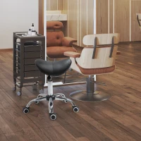 HOMCOM Saddle Stool Work Stool Swivel Stool Rolling Stool Beauty Stool Padded Height Adjustable (Black)(m-2)