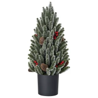 HOMCOM Mini Christmas Tree with Pine Cones, Red Berries, and Pot 50 cm High, Multicolor(m-6)