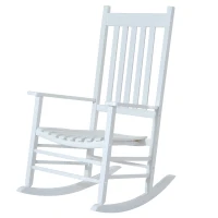 Outsunny Outdoor Poplar Wood Porch Rocking Chair, Patio Armchair Rocker Balcony Deck Garden Chair Seat, White(m-11)