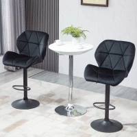 HOMCOM 2-Piece Bar Stools Swivel Bar Chairs with Backrest Adjustable Height Bistro Stools Counter Stools Velvet Touch Armless Foam Black 51.5x57.5x93-114.5 cm(m-2)