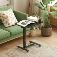 HOMCOM Bureau debout réglable en hauteur avec 4 roulettes en forme de C 65 cm x 48 cm x 70-110 cm Noir(m-4)