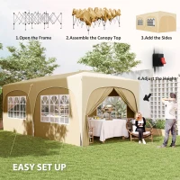 Outsunny 3 x 6 m Pop-up Paviljoen met Zijwanden, UPF50+ Hoogteverstelbaar Tuinpaviljoen met Draagtas en Zandzakken(m-4)