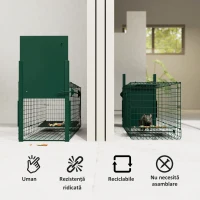 Outsunny Cușcă prindere animale dăunătoare 1 intrare dim. 80x25x30cm verde închis(m-5)