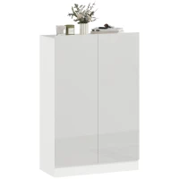 HOMCOM Scarpiera per Ingresso con 2 Porte, Chiusura Soft e Ripiani Regolabili per 20 Paia di Scarpe, Bianco Lucido(m-6)
