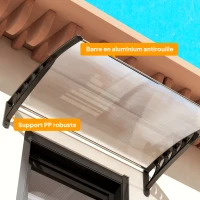 Outsunny Auvent de porte d'entrée toit marquise en polycarbonate protection contre pluie neige UV 90 x 122 cm, transparente(m-8)