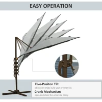 Outsunny 3(m) Offset Parasol Cantilever Hanging Umbrella 360° Rotation w/ Base Dark Grey(m-6)