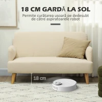 HOMCOM Canapea Modernă Scandinavă, Canapea cu 2 Locuri, Brațe, și Picioare din Lemn, 140x74x79 cm, Alb Crem(m-6)