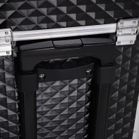 HOMCOM Mala de Maquilhagem Profissional com Gaveta Mala de Maquilhagem com Rodas para Viagem Trabalho 34x25x62 cm Preto(m-9)