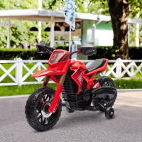 AIYAPLAY Moto cross électrique pour enfants 3-8 ans, batterie 6 V, 2 moteurs, klaxon et roues d'entraînement, charge 30KG, rouge(m-8)