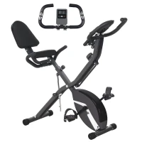 SPORTNOW Five-in-one Foldable Exercise Bike, Stationary Bike with Arm Workout Bands, LDC Monitor, Phone Holder, Black(m-1)