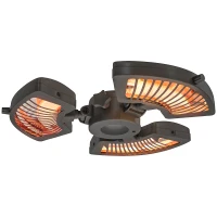 Outsunny Elektrischer Außenheizstrahler 2400 W mit 3 Heizstufen Kipp-Sicherheitsschutz für Sonnenschirm Terrasse Ø55x8 cm Schwarz(m-7)