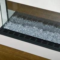 HOMCOM Elektrische haard, wandhaard met verwarming 2000 W, LED 3D vlammen effect, Kristallen, in 11 kleuren met 3 helderheidsniveaus, Elektrische haard met afstandsbediening, Timer, Wandmontage, Wit(m-9)