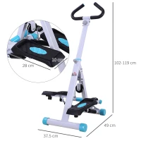HOMCOM Stepper, Step Workout Machine with Handlebars for Aerobic Exercise Home Gym, White(m-3)