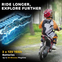 HOMCOM Elektrische Kindermotorfiets, 24V met Toeter en Verlichting, Draaigashendel, 8-16 km/u, 8-12 Jaar, Rood(m-6)