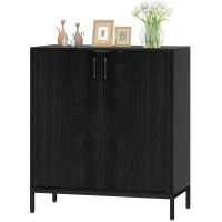 HOMCOM Moderne Küchenschrank Küchenschrank mit 2 Türen Verstellbares Regal und Erhöhte Basis 80x40x90 cm Schwarz(m-6)