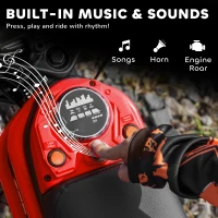 HOMCOM Elektrische Kindermotorfiets, 24V met Toeter en Verlichting, Draaigashendel, 8-16 km/u, 8-12 Jaar, Rood(m-8)