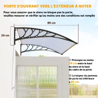 Outsunny Auvent de porte d'entrée toit marquise en polycarbonate protection contre pluie neige UV 90 x 122 cm, transparente(m-7)