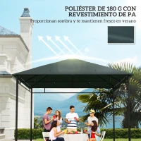 Outsunny Techo de Repuesto 300x300 cm para Cenador de Jardín Cubierta de Repuesto de Gazebo Pabellón Exterior con 8 Orificios de Drenaje y Ventilación Gris(m-6)