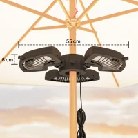 Outsunny Elektrischer Außenheizstrahler 2400 W mit 3 Heizstufen Kipp-Sicherheitsschutz für Sonnenschirm Terrasse Ø55x8 cm Schwarz(m-3)