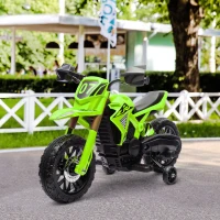 AIYAPLAY Moto cross électrique pour enfants 3-8 ans, batterie 6 V, 2 moteurs, klaxon et roues d'entraînement, charge 30KG, vert(m-8)