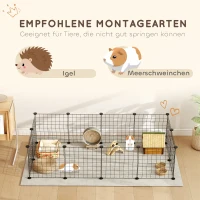 PawHut Ren, box, kooi voor kleine dieren, metalen rooster flexibel omvormbaar(m-6)