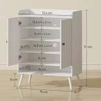 HOMCOM Scarpiera Ingresso con Ripiani Regolabili Compartimento Aperto per 15 Paia di Scarpe 75x35x97 cm Bianco(m-3)